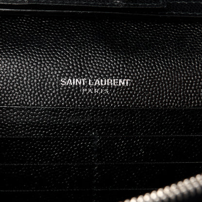 Saint Laurent Grain De Poudre Matelasse Chevron Monogram Chain Wallet Black 6 of 10