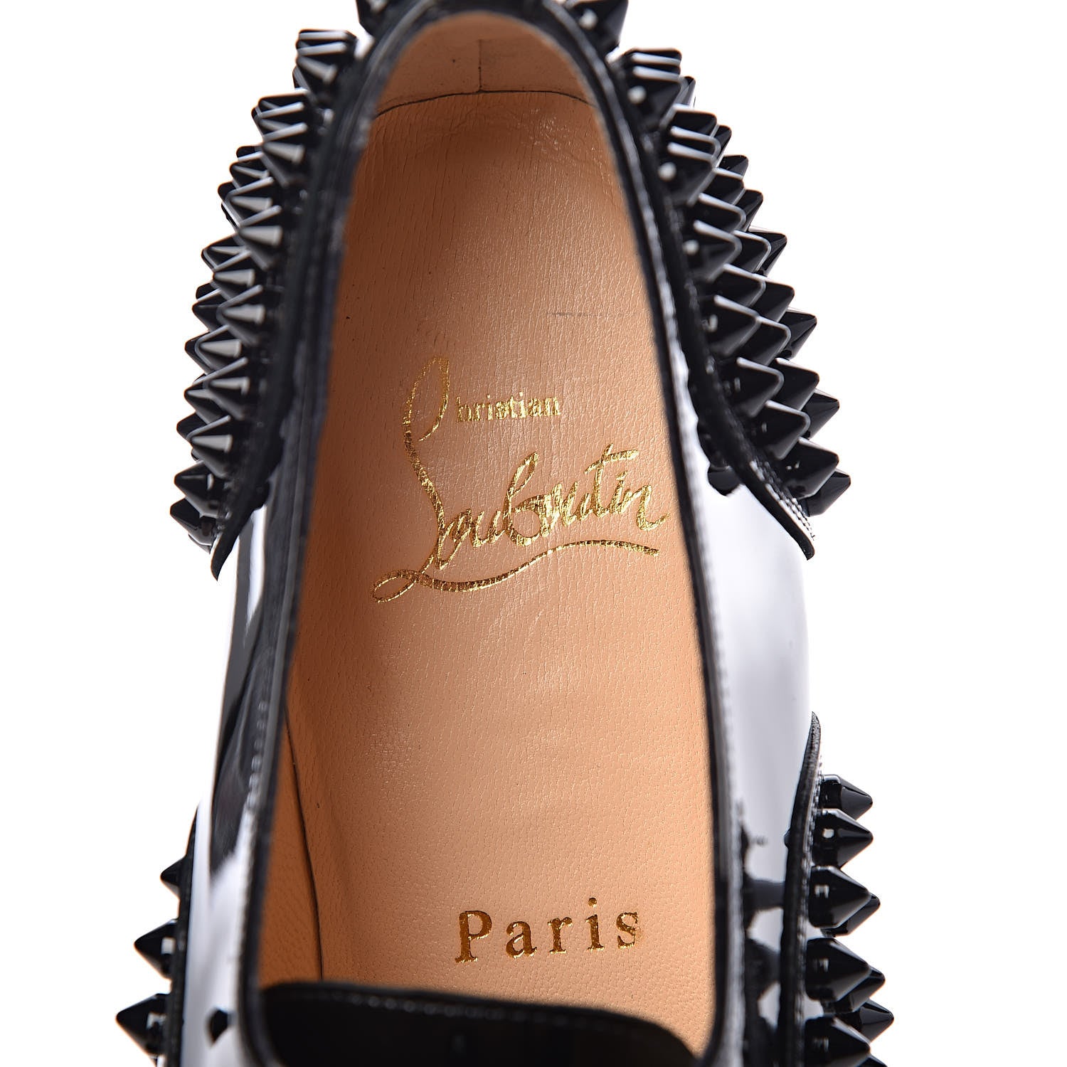 Christian Louboutin Patent Spike Freddy Flats 37.5 Black 7 of 12
