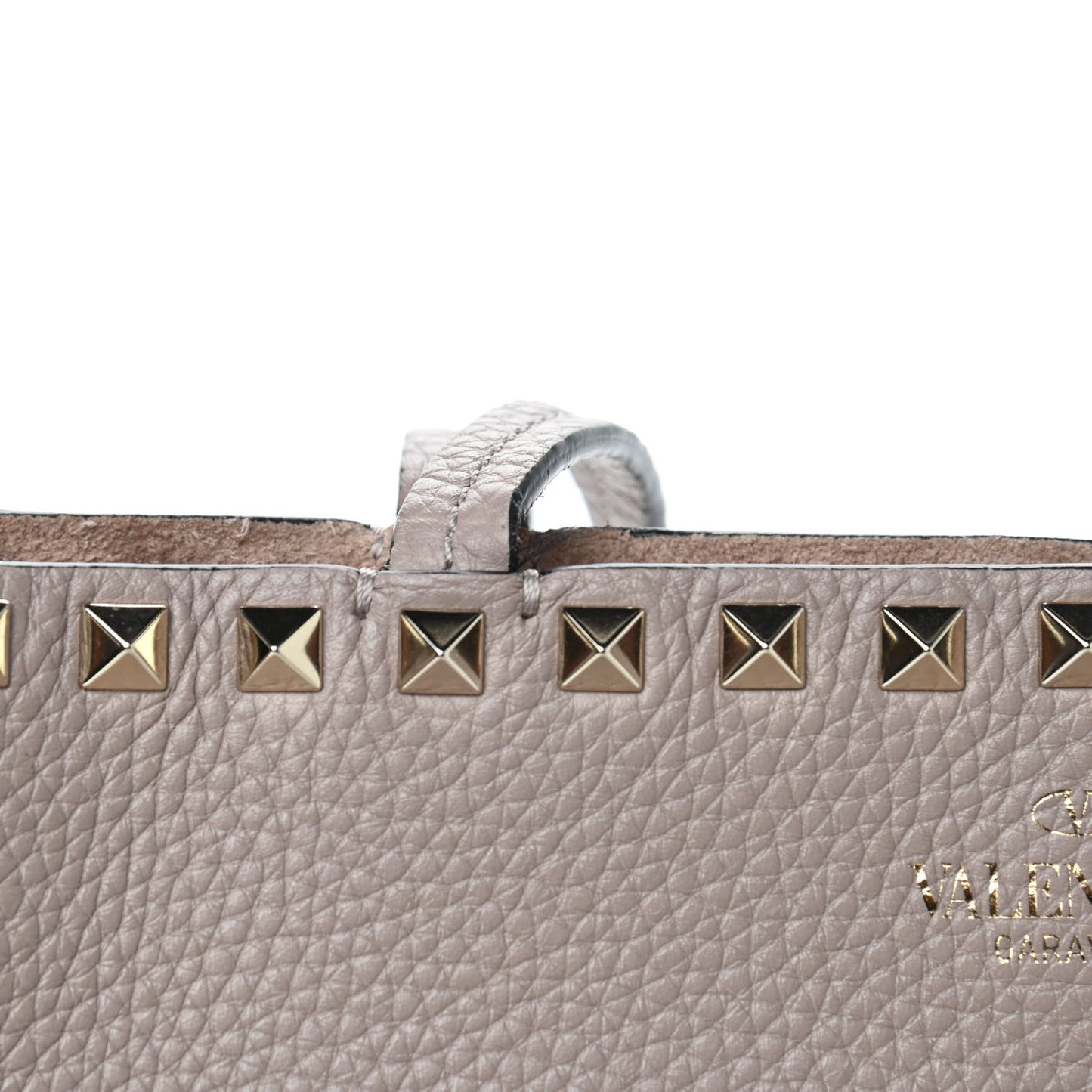 Grained Calfskin Small Rockstud Shoulder Tote Poudre