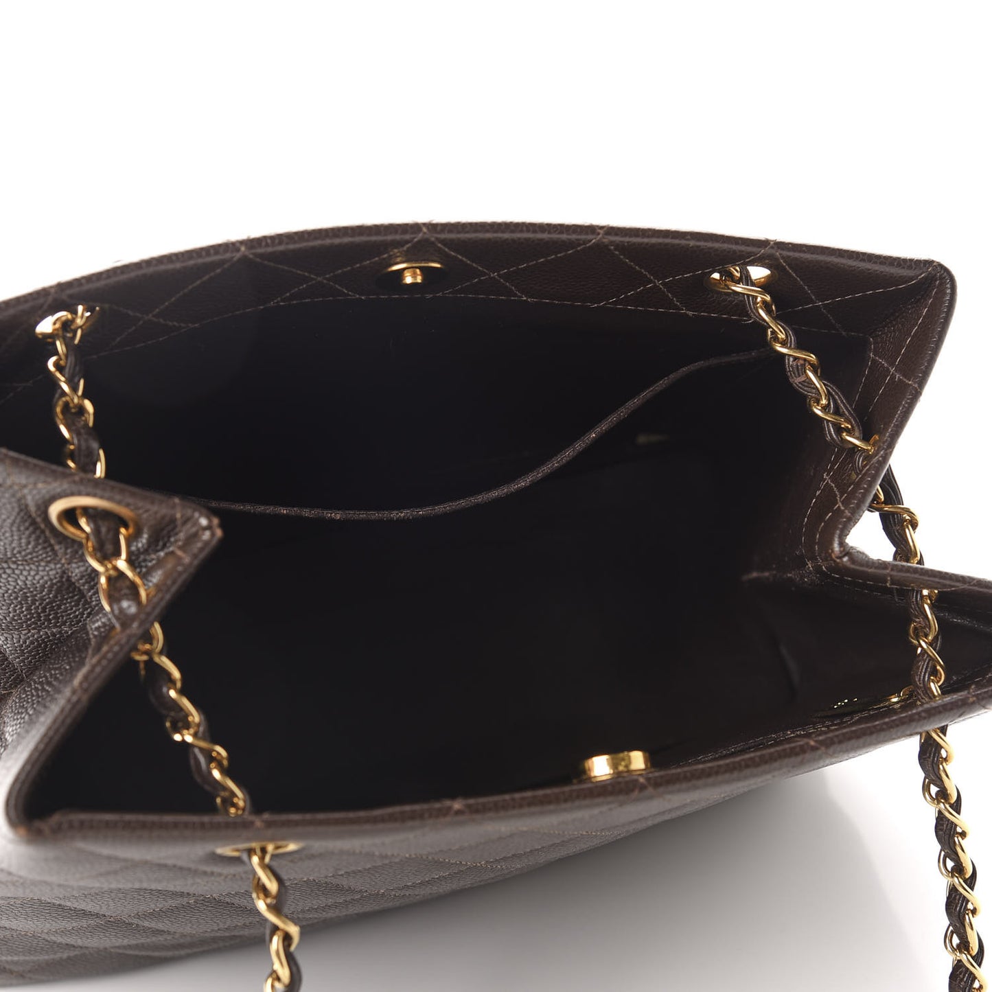 Caviar Quilted Shopper Tote Dark Brown