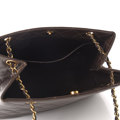 Chanel Caviar Quilted Shopper Tote Dark Brown 5 of 10