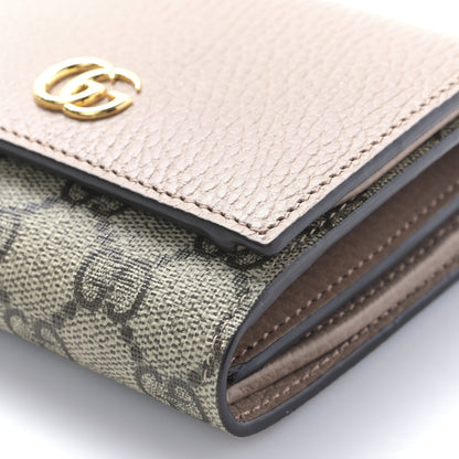 Gucci Dollar Calfskin GG Supreme Monogram Medium GG Marmont Card Case Porcelain Rose Beige Ebony 9 of 10