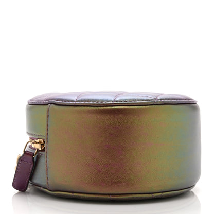 Chanel Iridescent Lambskin Quilted Round Clutch With Chain Purple 4 of 10