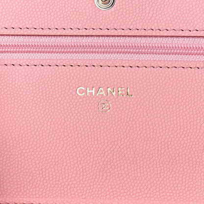 Chanel Iridescent Caviar Chevron Quilted Wallet On Chain WOC Pink 6 of 10
