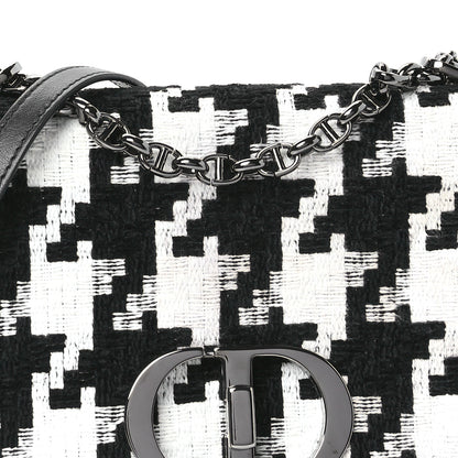 Christian Dior Tweed Macro Houndstooth Medium Caro Bag Black White 8 of 11