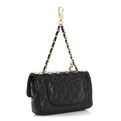 Chanel Lambskin Quilted Mini Flap Bag Charm With Hook Black 3 of 12