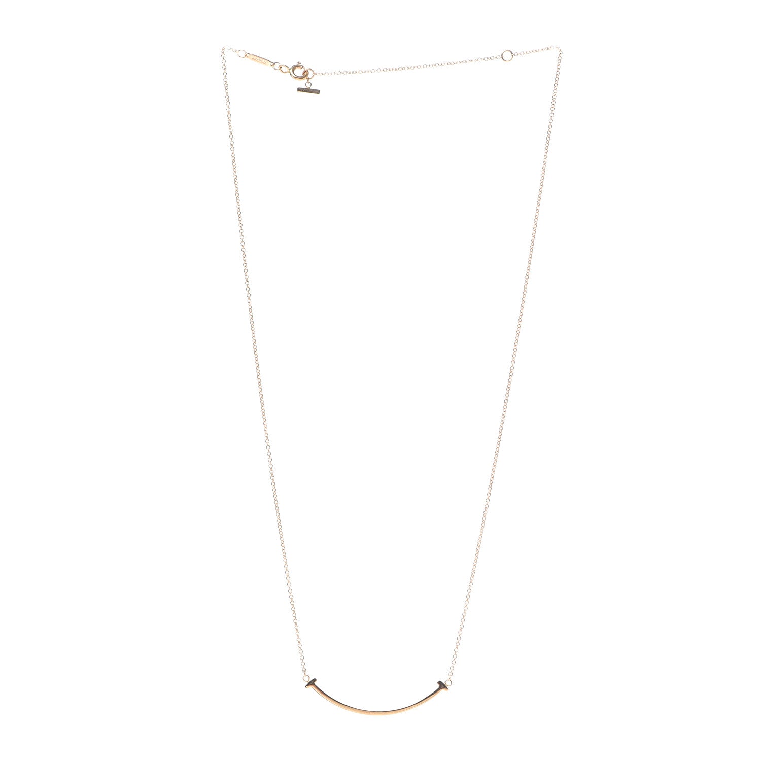 Tiffany 18K Rose Gold Small T Smile Pendant Necklace 3 of 6