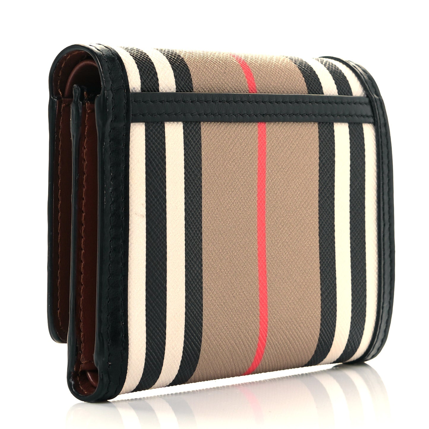 E-Canvas Icon Stripe Small Folding Wallet Archive Beige