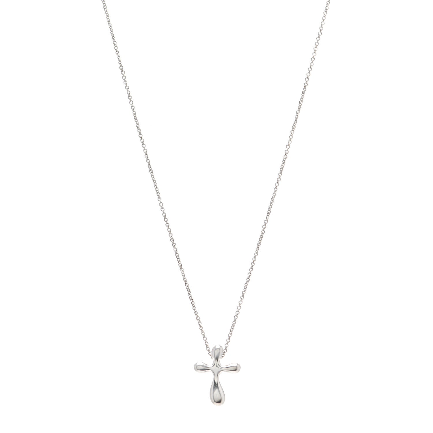 Tiffany Sterling Silver 16mm Elsa Peretti Cross Pendant Necklace 1 of 5