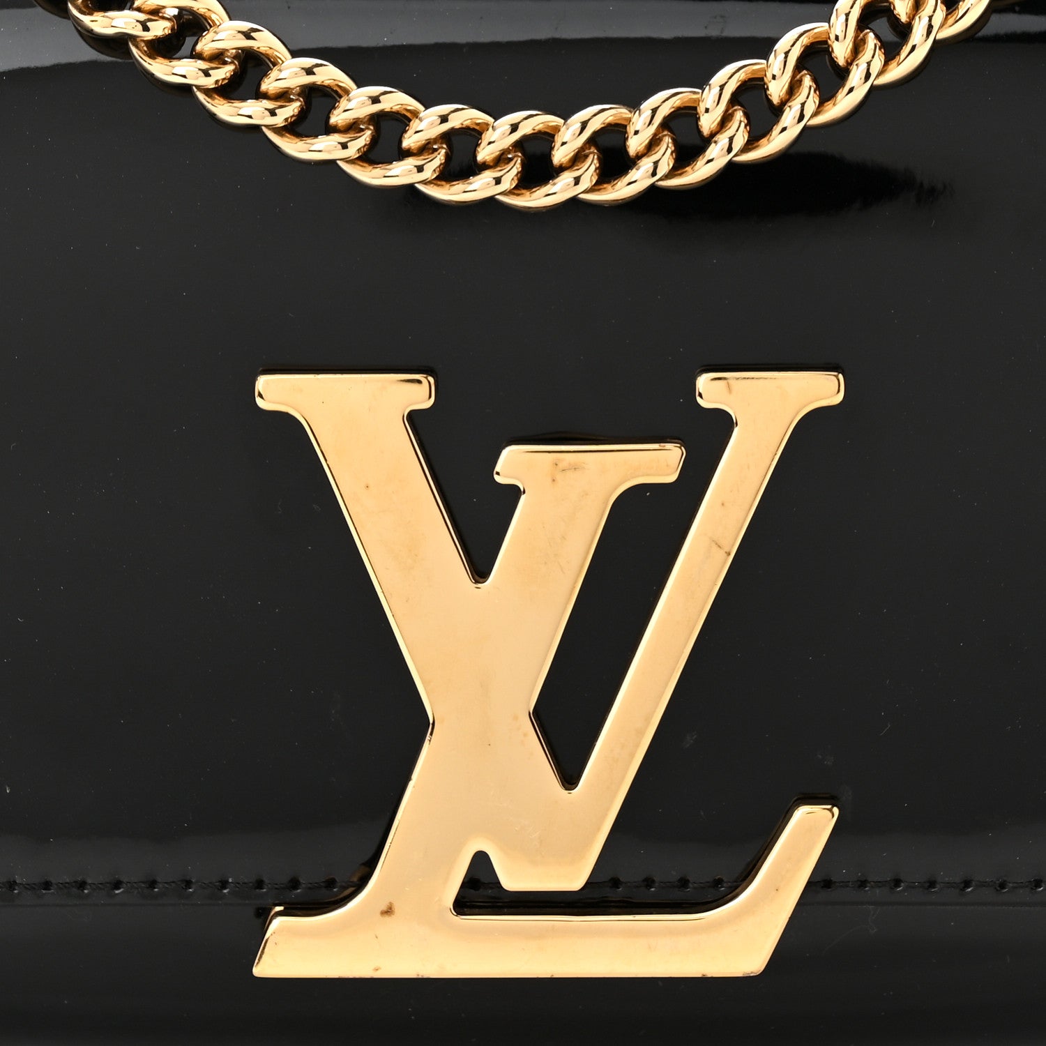 Louis Vuitton Patent Chain Louise MM Black 7 of 13