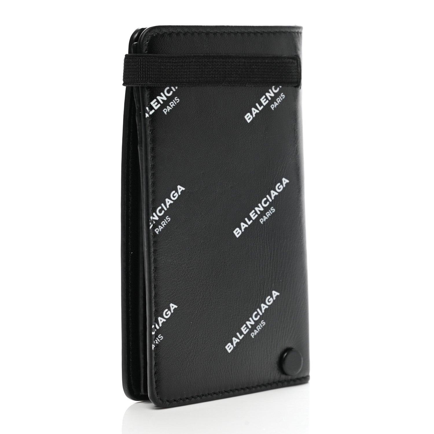 Balenciaga Lambskin Allover Logo Vertical Card Case Black 3 of 10