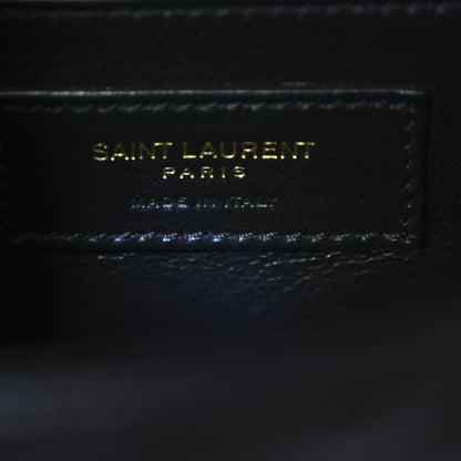 Saint Laurent Grain De Poudre Textured Mixed Matelasse Triquilt Small Monogram Satchel Black 6 of 9