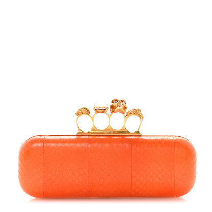 Alexander McQueen Snakeskin Knuckle Box Clutch Orange 1 of 8