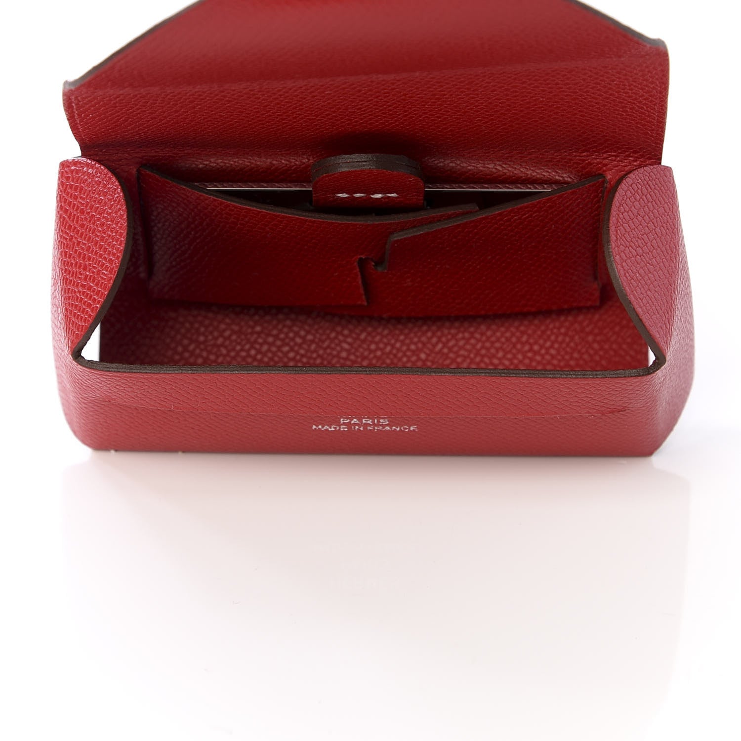Hermes Grained Madame Calfskin Lipstick Case with Mirror Rouge Piment 4 of 7