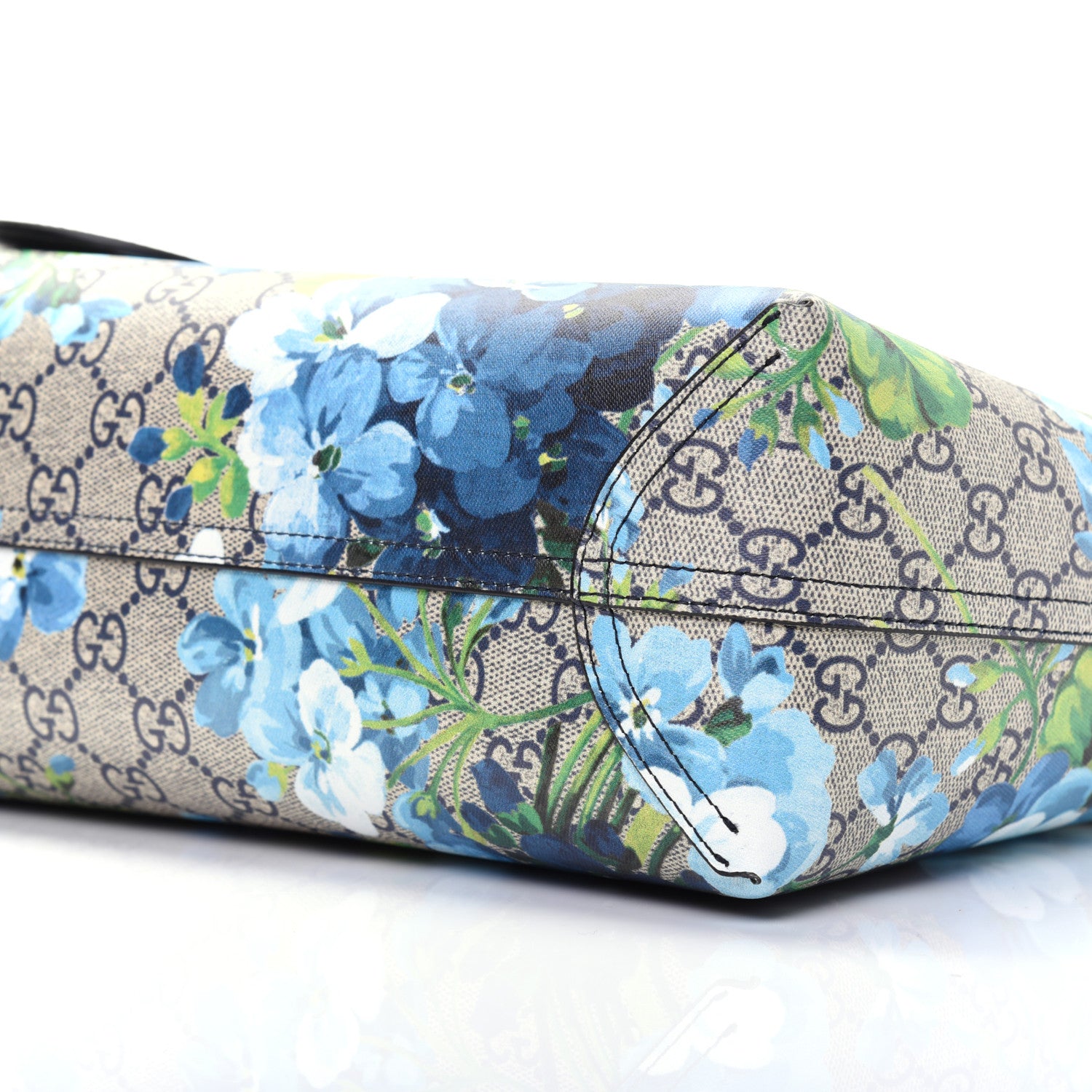 Gucci GG Supreme Monogram Blooms Small Reversible Tote Beige Blue Navy 8 of 14