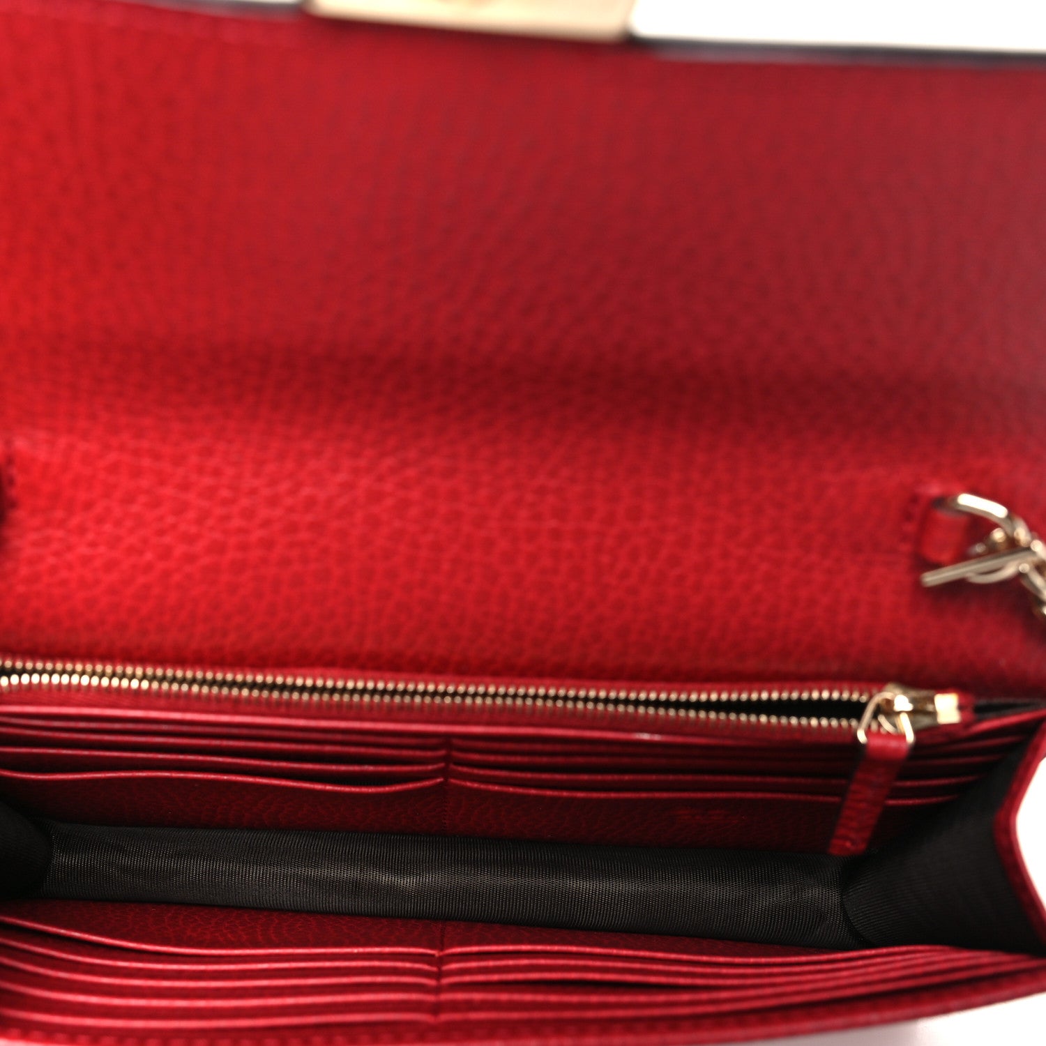Gucci Dollar Calfskin Interlocking G Chain Wallet Red 5 of 9