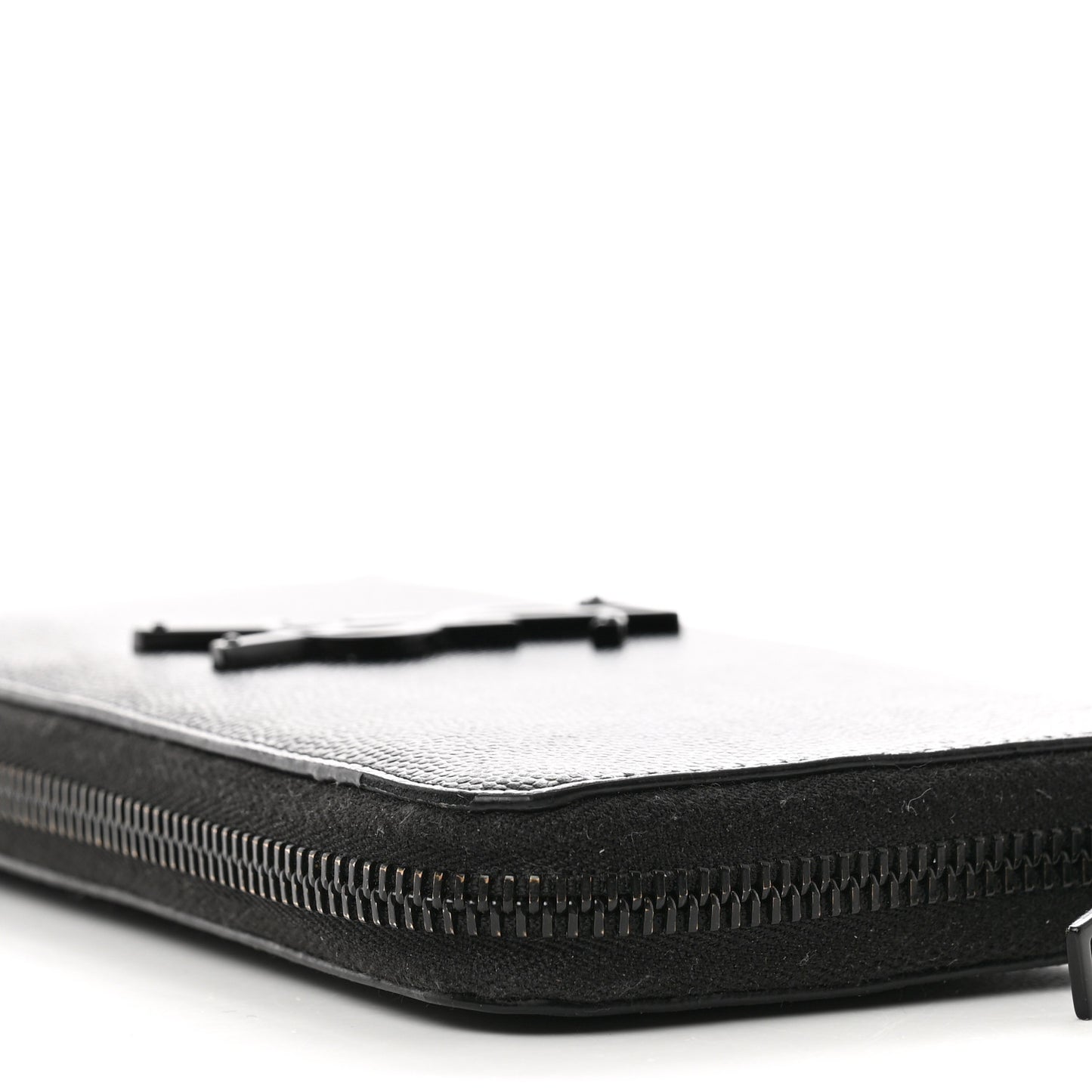 Grain De Poudre Matelasse Chevron Monogram Monochrome Zip Around Wallet Black