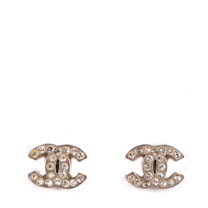 Chanel Crystal Timeless CC Earrings Silver 1 of 4
