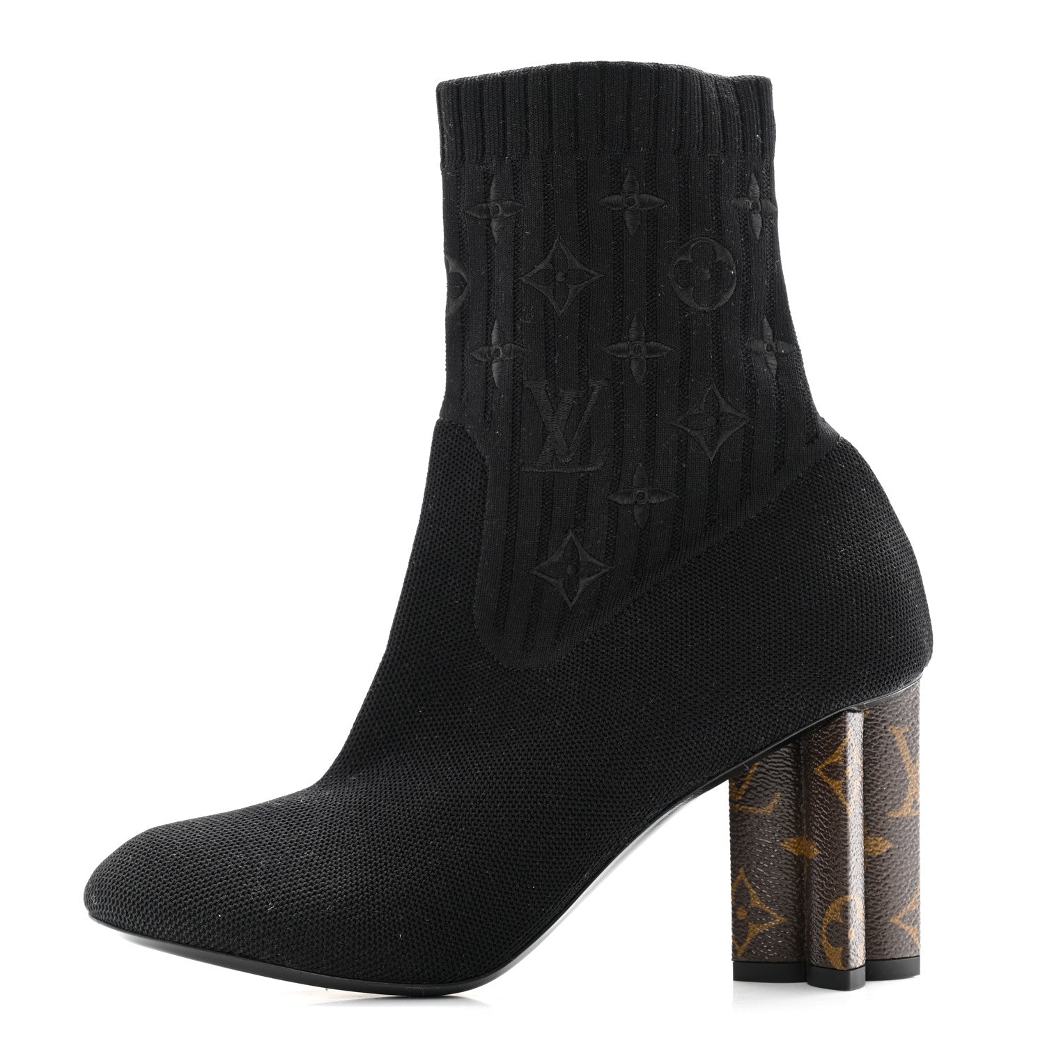 Louis Vuitton Monogram Stretch Fabric Silhouette Ankle Boots 37 Black 1 of 8