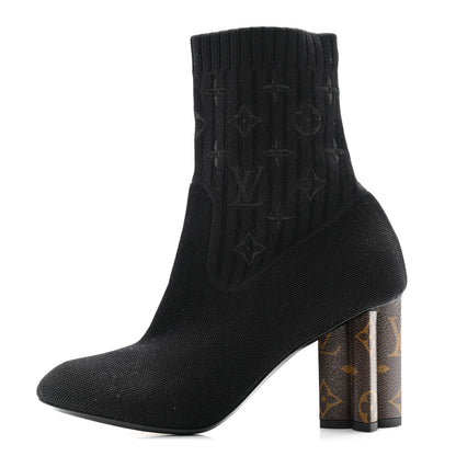 Louis Vuitton Monogram Stretch Fabric Silhouette Ankle Boots 37 Black 1 of 8
