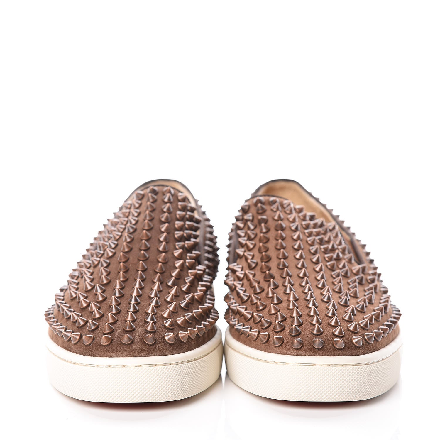 Christian Louboutin Veau Velours Spikes Mens Roller Boat Flats 41 Chatain Antique Copper 2 of 10