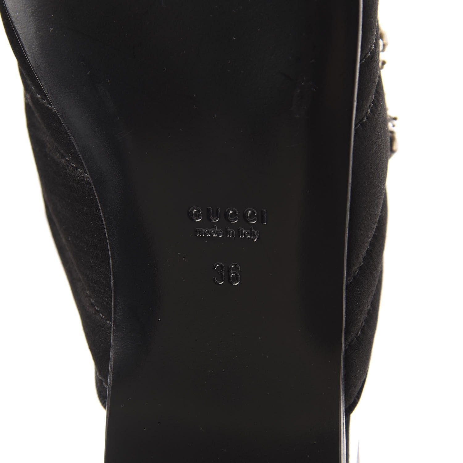 Gucci Satin Embroidered Heart and Dagger Slippers 36 Black 9 of 10