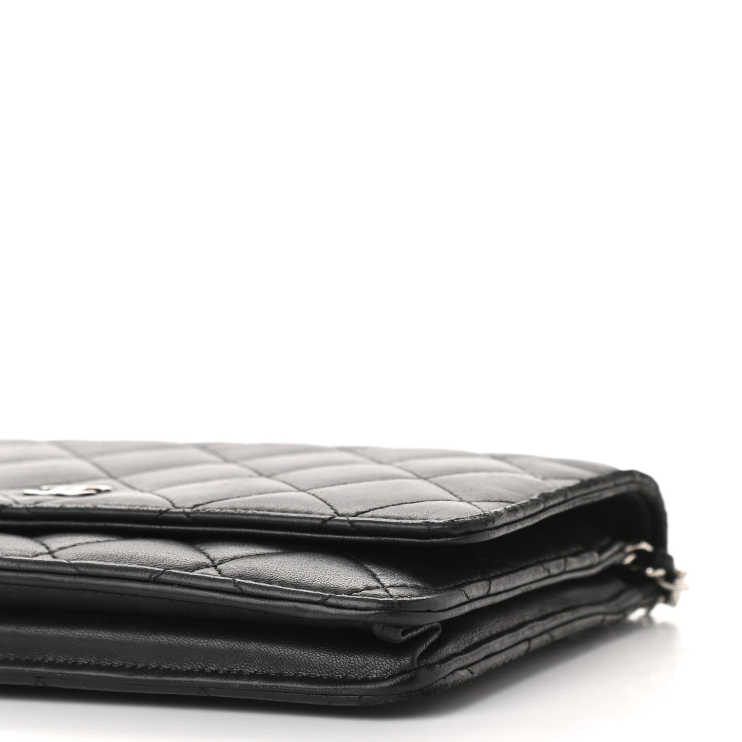 Lambskin Quilted Wallet On Chain WOC Black