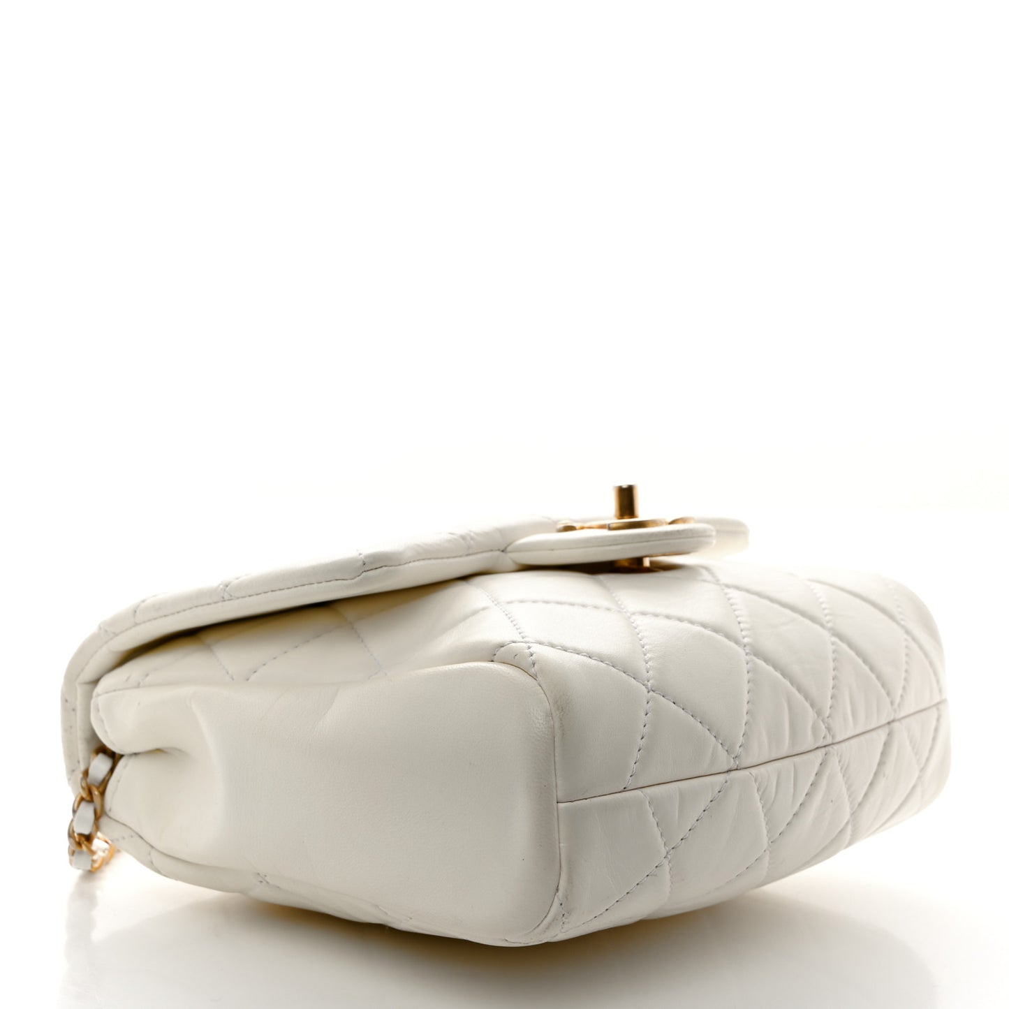 Lambskin Quilted Side-Packs Flap White