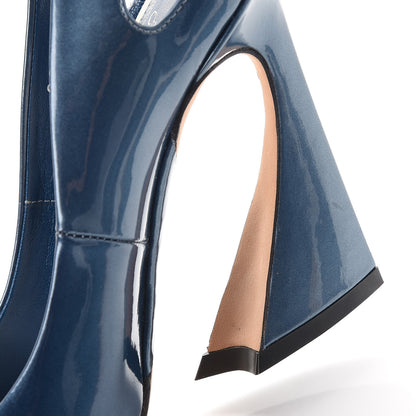 Christian Dior Patent Slingback Pumps 34 Blue 13 of 17