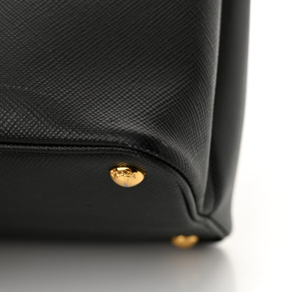Prada Saffiano Cuir Medium Double Bag Black Fuoco 13 of 14