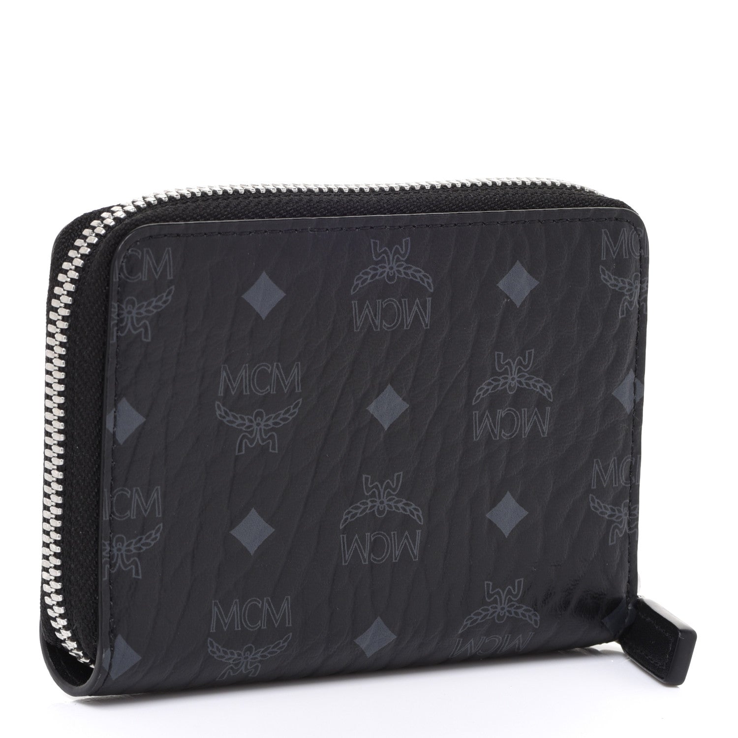 MCM Visetos Mini Zip Around Wallet Black 3 of 6