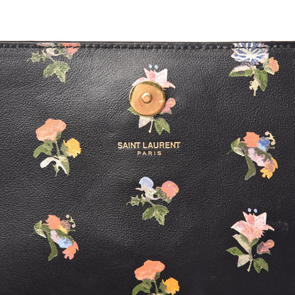 Saint Laurent Calfskin Prairie Flower Printed Small Monogram Clutch Black Multicolor 8 of 13