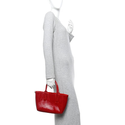 Christian Louboutin Patent Calfskin Spikes Mini East West Cabata Tote Red 2 of 13