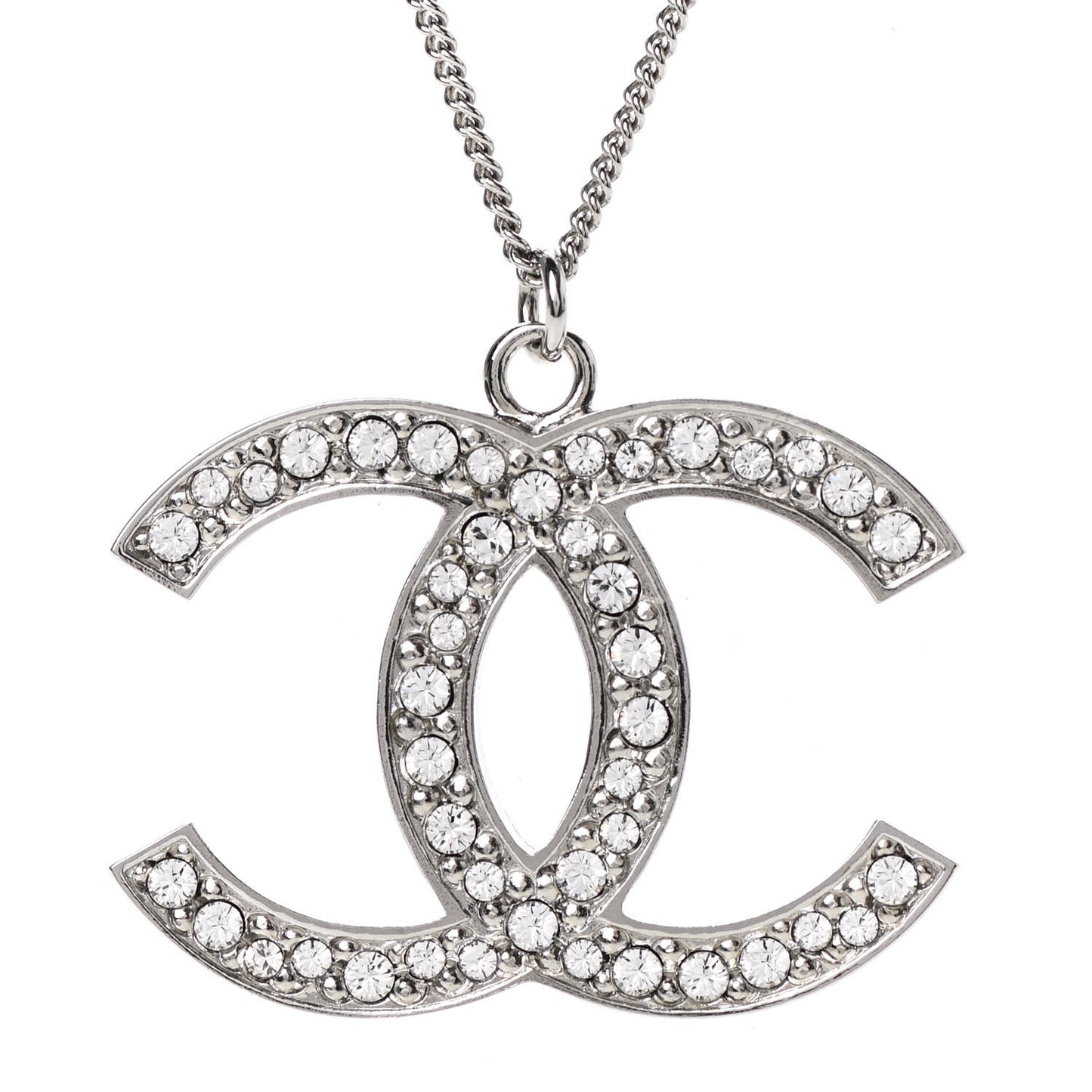 Crystal Large CC Necklace Silver