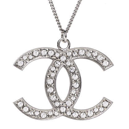 Chanel Crystal Large CC Necklace Silver 4 of 6