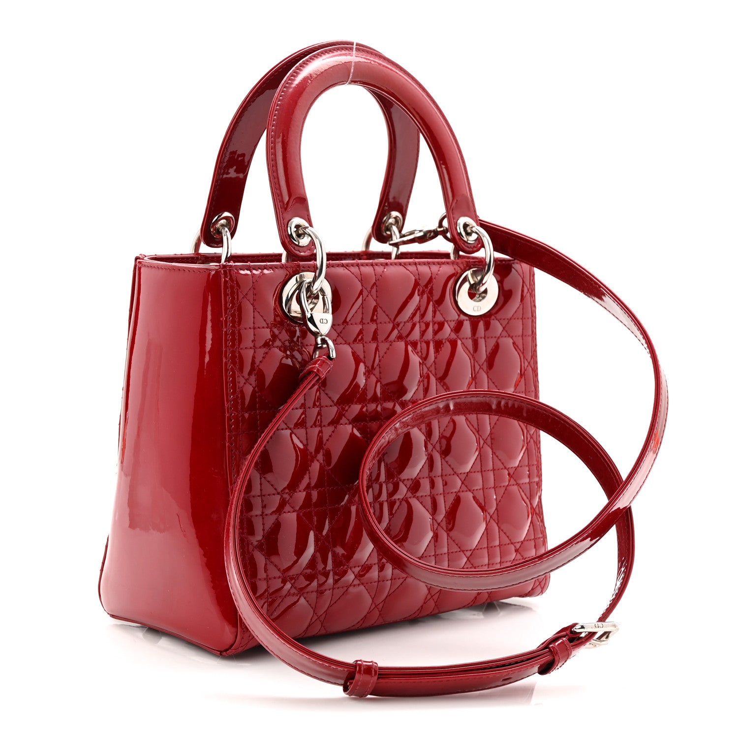 Christian Dior Patent Cannage Medium Lady Dior Red 3 of 10