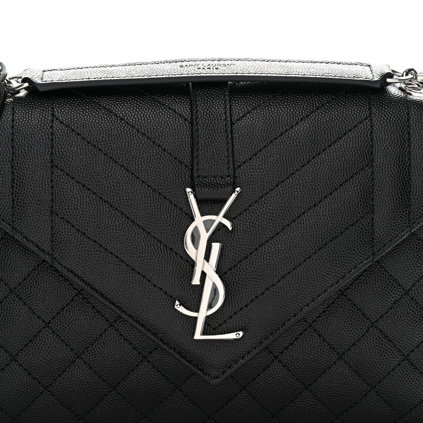 Grain De Poudre Textured Mixed Matelasse Triquilt Medium Monogram Satchel Black