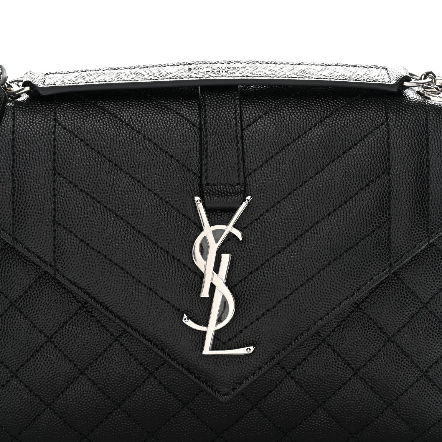 Saint Laurent Grain De Poudre Textured Mixed Matelasse Triquilt Medium Monogram Satchel Black 9 of 11