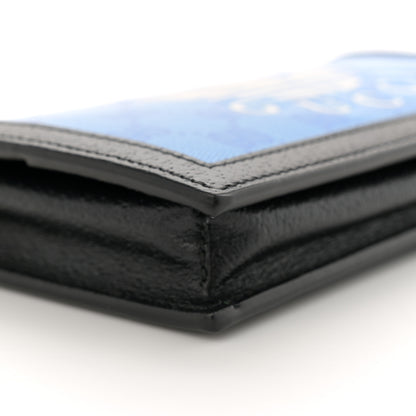 Gucci X ADIDAS Monogram Textured Dollar Calfskin Trefoil Embossed Wallet On Chain Blue 9 of 11