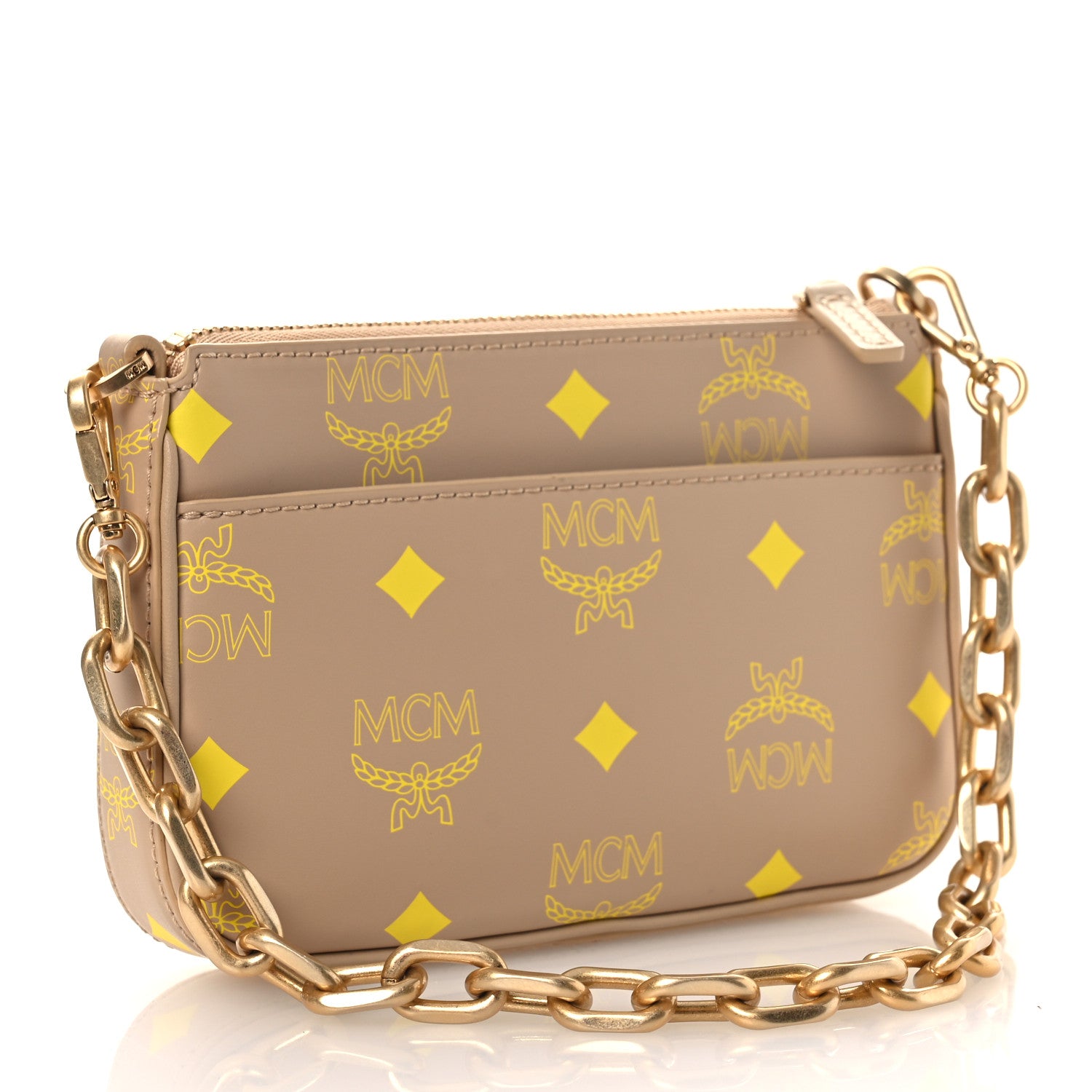 MCM Calfskin Color Splash Mini Pouch on Chain Croissant 3 of 9