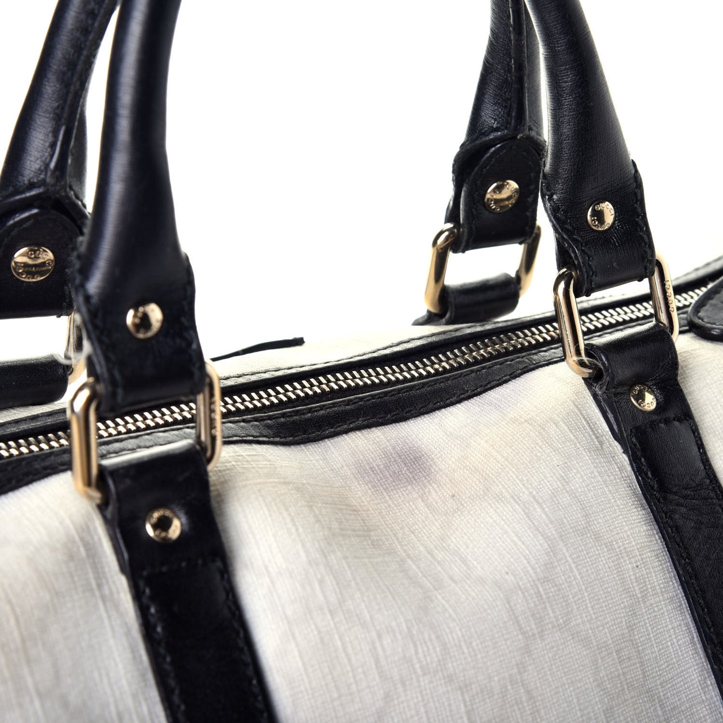 GG Plus Monogram Medium Joy Boston White Black