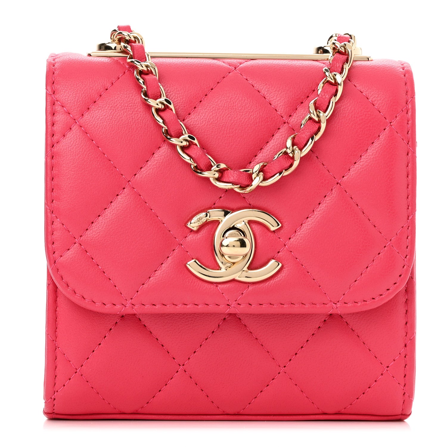 Chanel Lambskin Quilted Mini Trendy CC Clutch With Chain Dark Pink 1 of 10