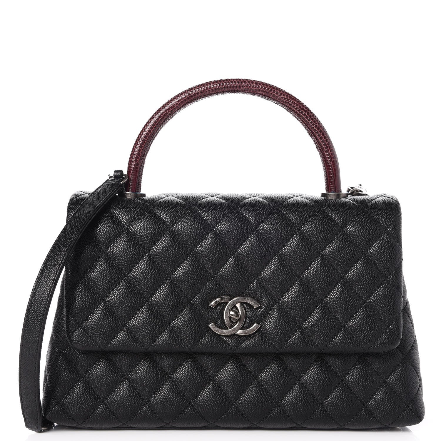 Chanel Caviar Lizard Quilted Small Coco Handle Flap Black 1 of 9