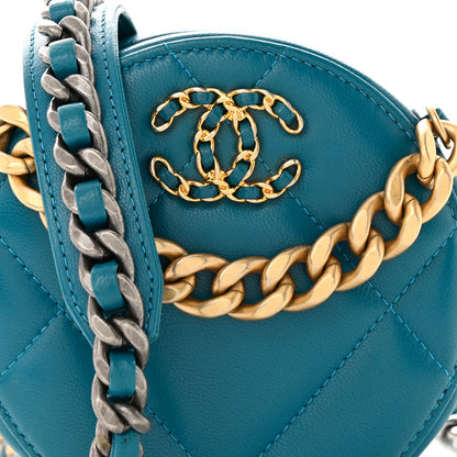 Chanel Lambskin Quilted Chanel 19 Round Clutch With Chain Blue 8 of 10