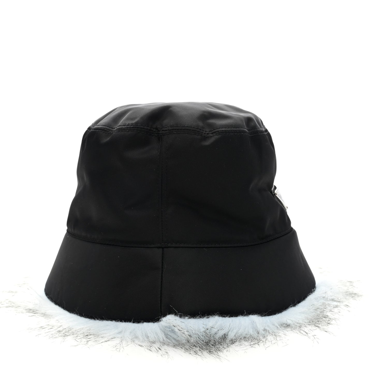 Re-Nylon Faux Fur Metal Triangle Logo Womens Bucket Hat L Black Astro