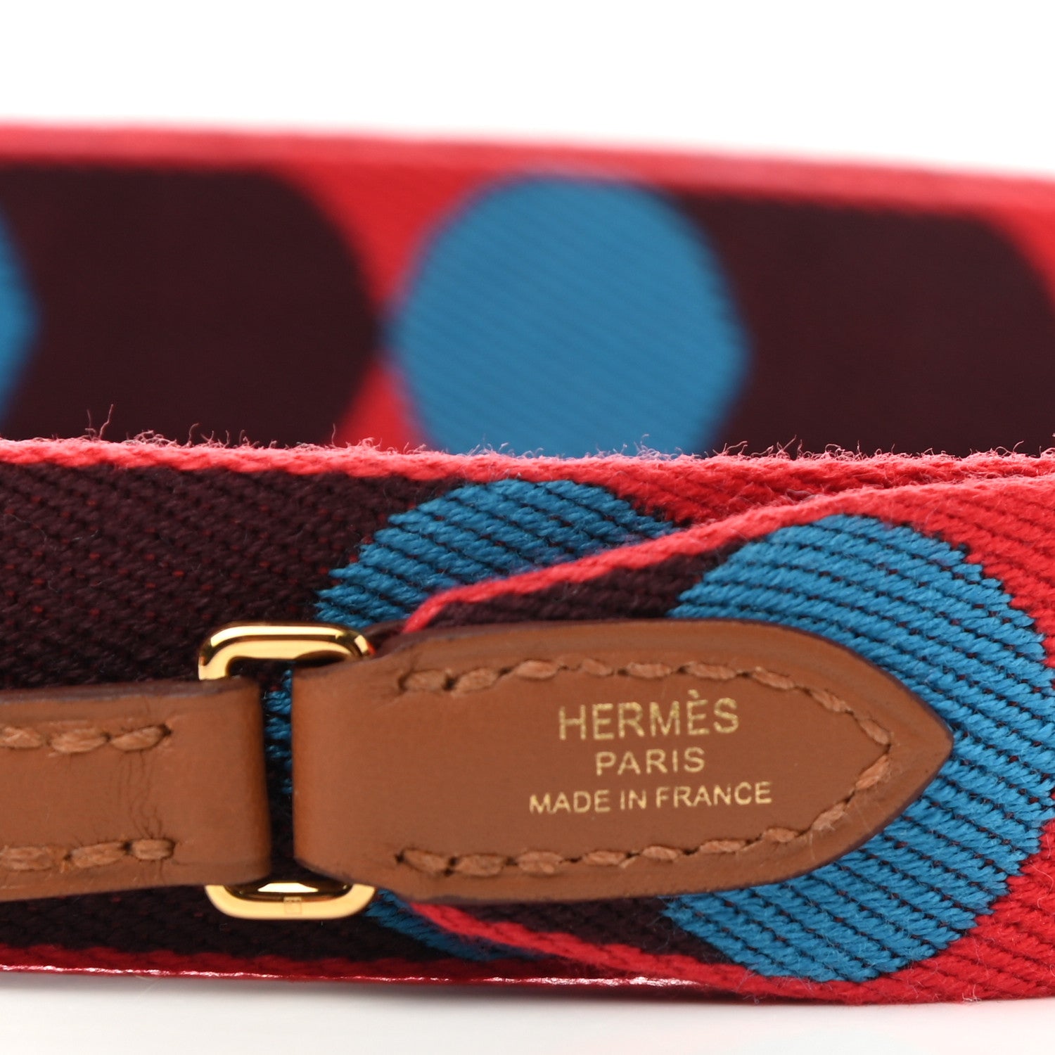 Hermes Toile Swift 25mm Sangle Flipperball To Go Shoulder Strap Rouge De Coeur Bleu Frida Gold 3 of 5