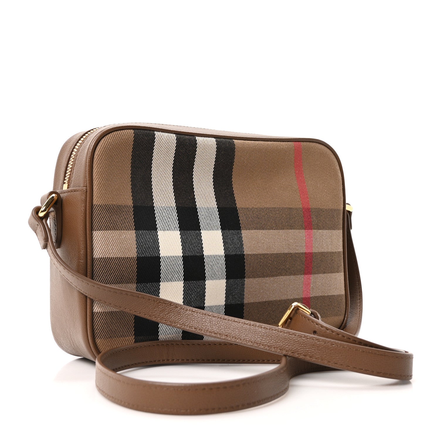 Burberry Calfskin House Check Camera Bag Earth 3 of 11