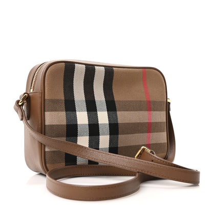 Burberry Calfskin House Check Camera Bag Earth 3 of 11