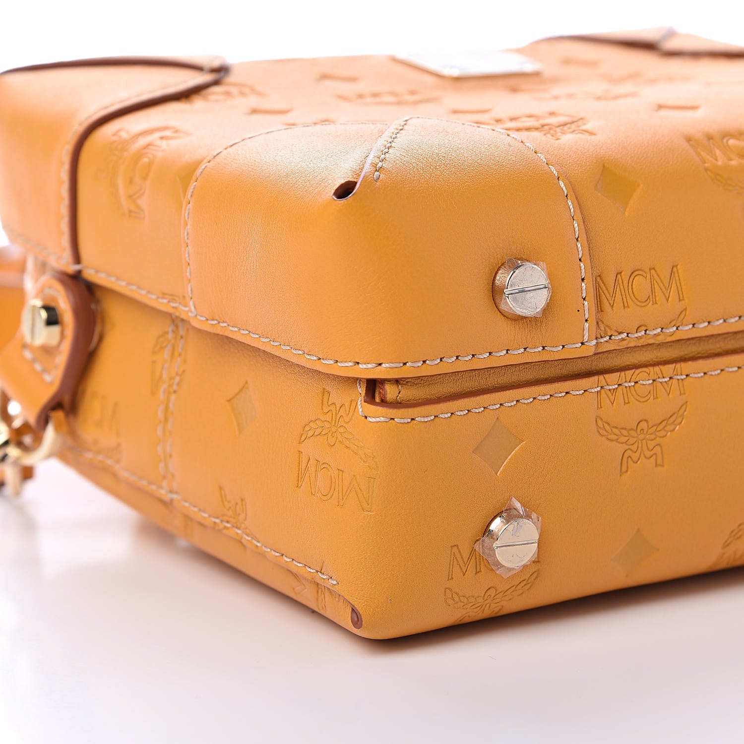 MCM Calfskin Ottomar Monogram Soft Berlin Crossbody Golden Mango 8 of 9