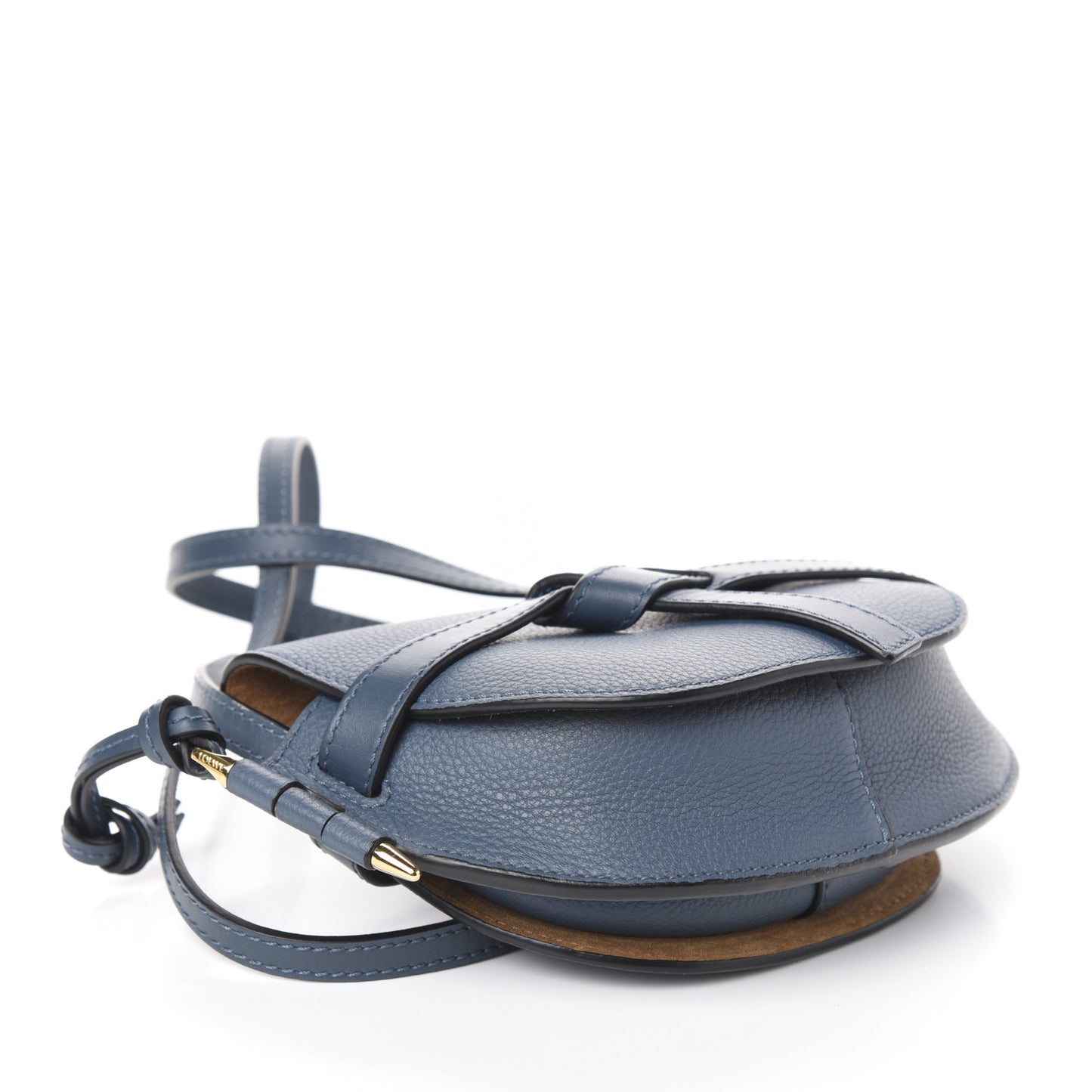 Grained Calfskin Mini Gate Crossbody Bag Steel Blue